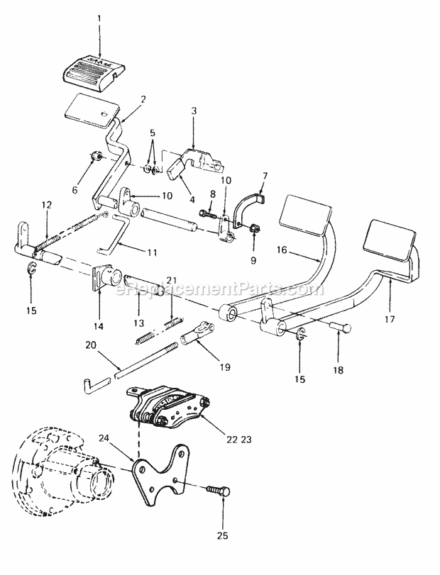 Brakes & Connections Diagram and Parts List for 2084 836000-864500 Cub Cadet Lawn Tractor